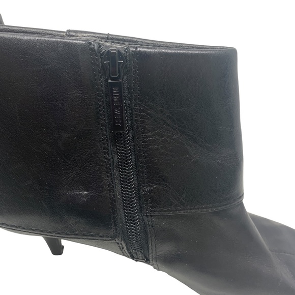 Nine West Black Leather Ankle Boots • Tyro Kitten Heel Size 6.5 - Picture 7 of 10